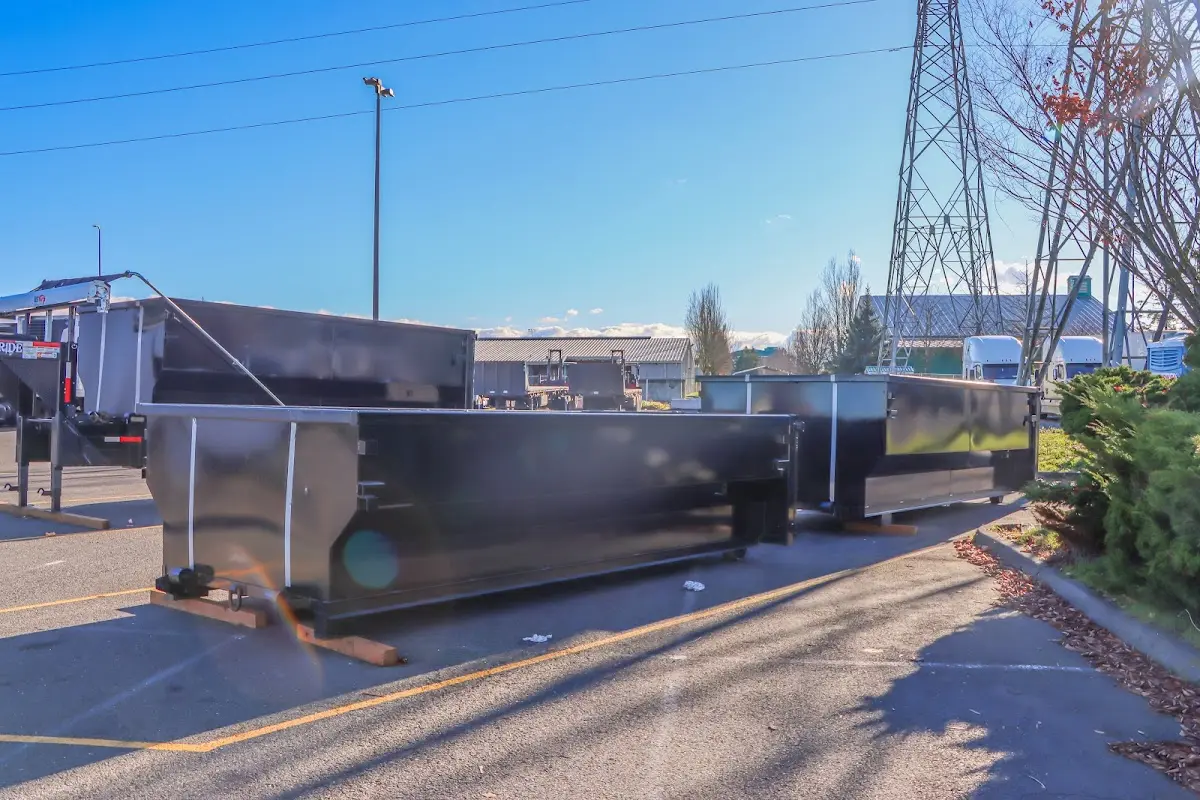 Roll-off dumpster ready for waste disposal at job site for Construction Dumpster Rental in Valrico